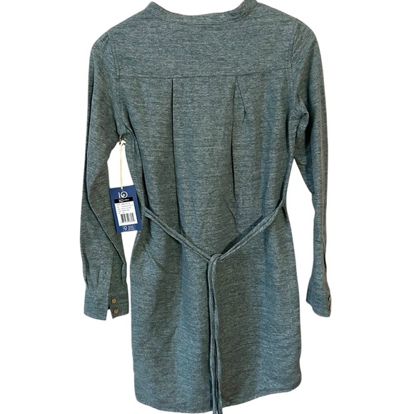 NWT TENTREE Women’s Organic Cotton Long Sleeve Button Front Tie Back Shirt Dress - Picture 2 of 9